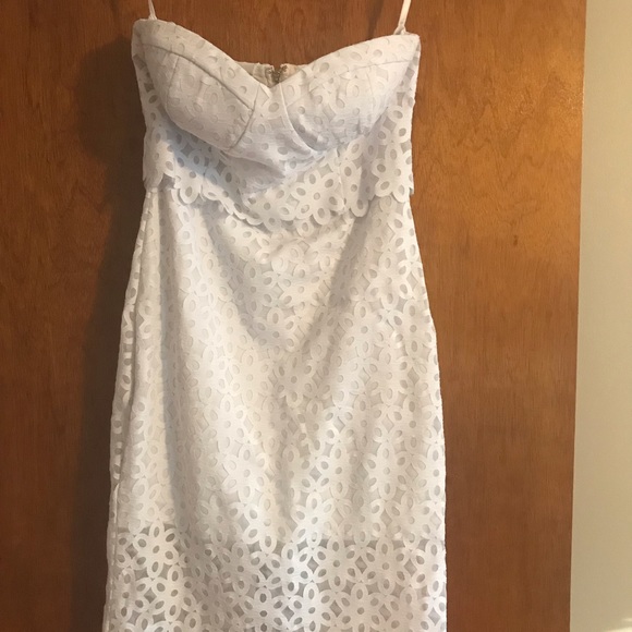 bebe Dresses & Skirts - Bebe white laser cutout strapless dress